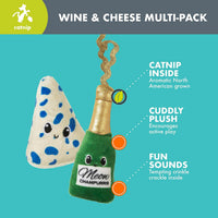 Quirky Kitty Ice Cream Kicker Catnip Crinkle Feather Soft Plush Cat - Pack of 2 / Wine & Cheese - image 2