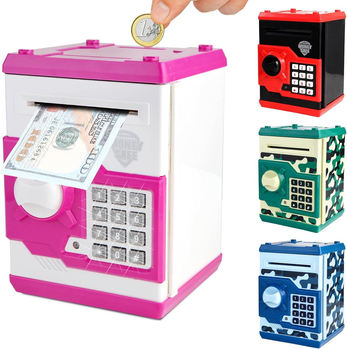 Pup Go ATM Piggy Bank for Kids, Password Electronic Kids Safe - Pink