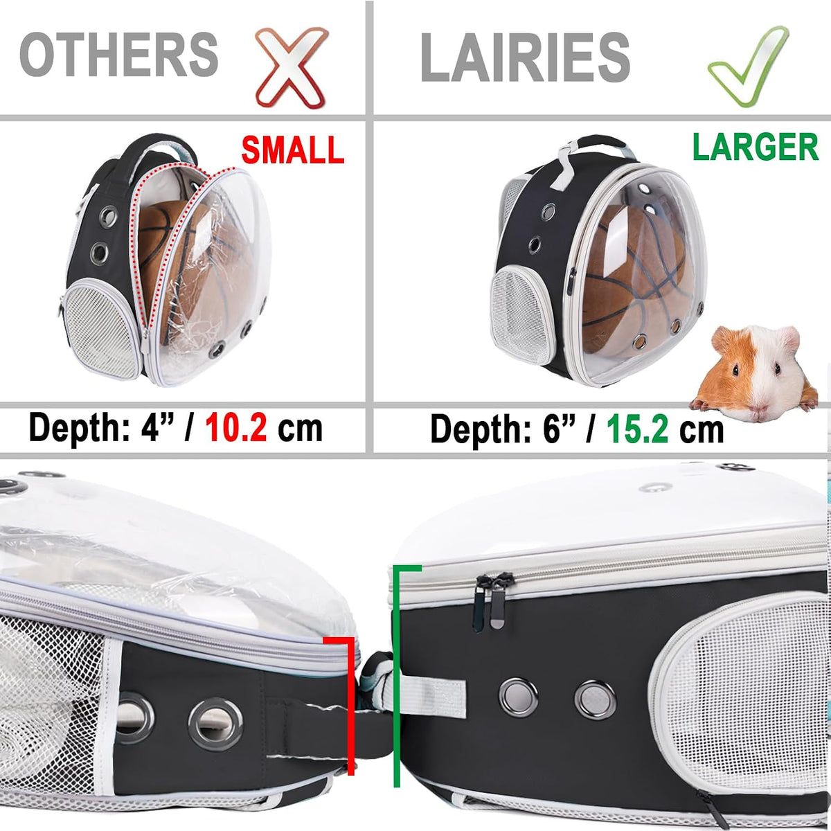 Portable Small Animal Backpack Travel Breathable Pet Carrier Bag - Black / Backpack - image 2
