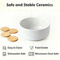 Elevated/Raised Ceramic Dog Bowl with Bamboo Stand，6 Inch 3.6 Cups - White / Large - image 3