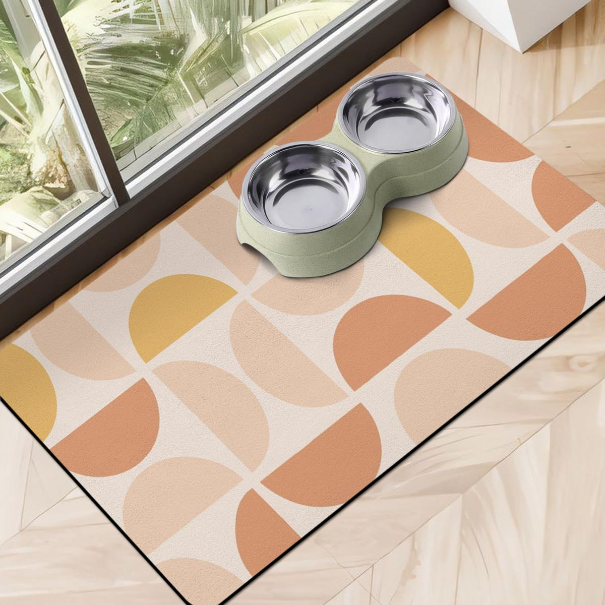 Dog Food Mats for Floors, Absorbent Dog Bowl Mat for Food and Water Dispenser Mat, Quick Dry Cat - Boho Semicircle / Xl(24"×32")
