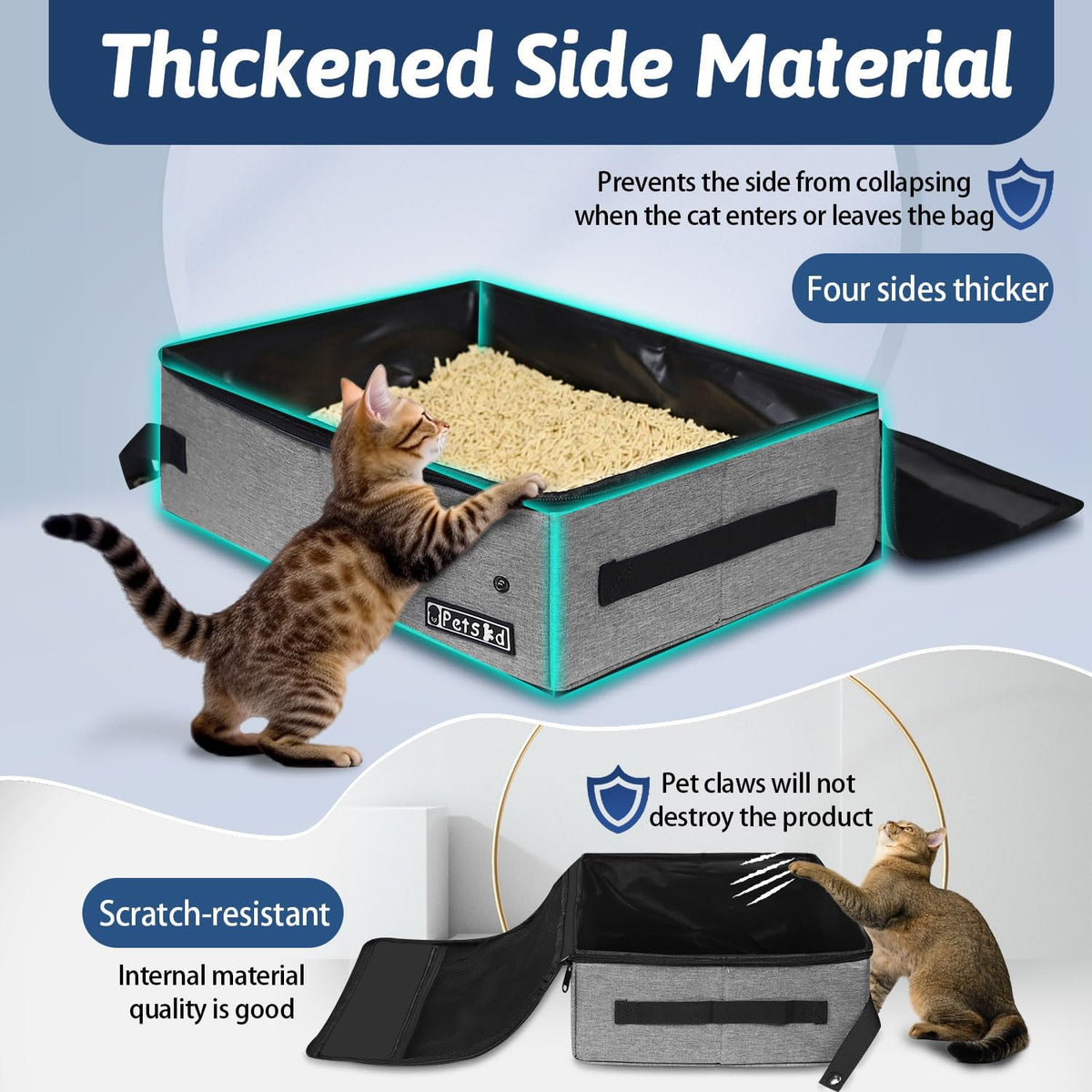 Petskd Portable Cat Travel Litter Box with Lid - Small / Grey - image 4