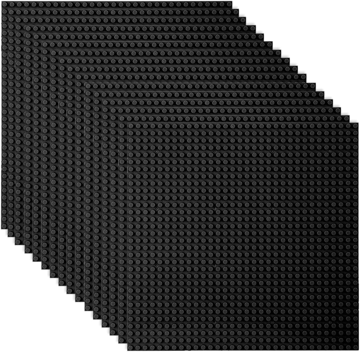 LVHERO 8 Pack Classic Baseplates Building Plates for Building Bricks - Black / 8