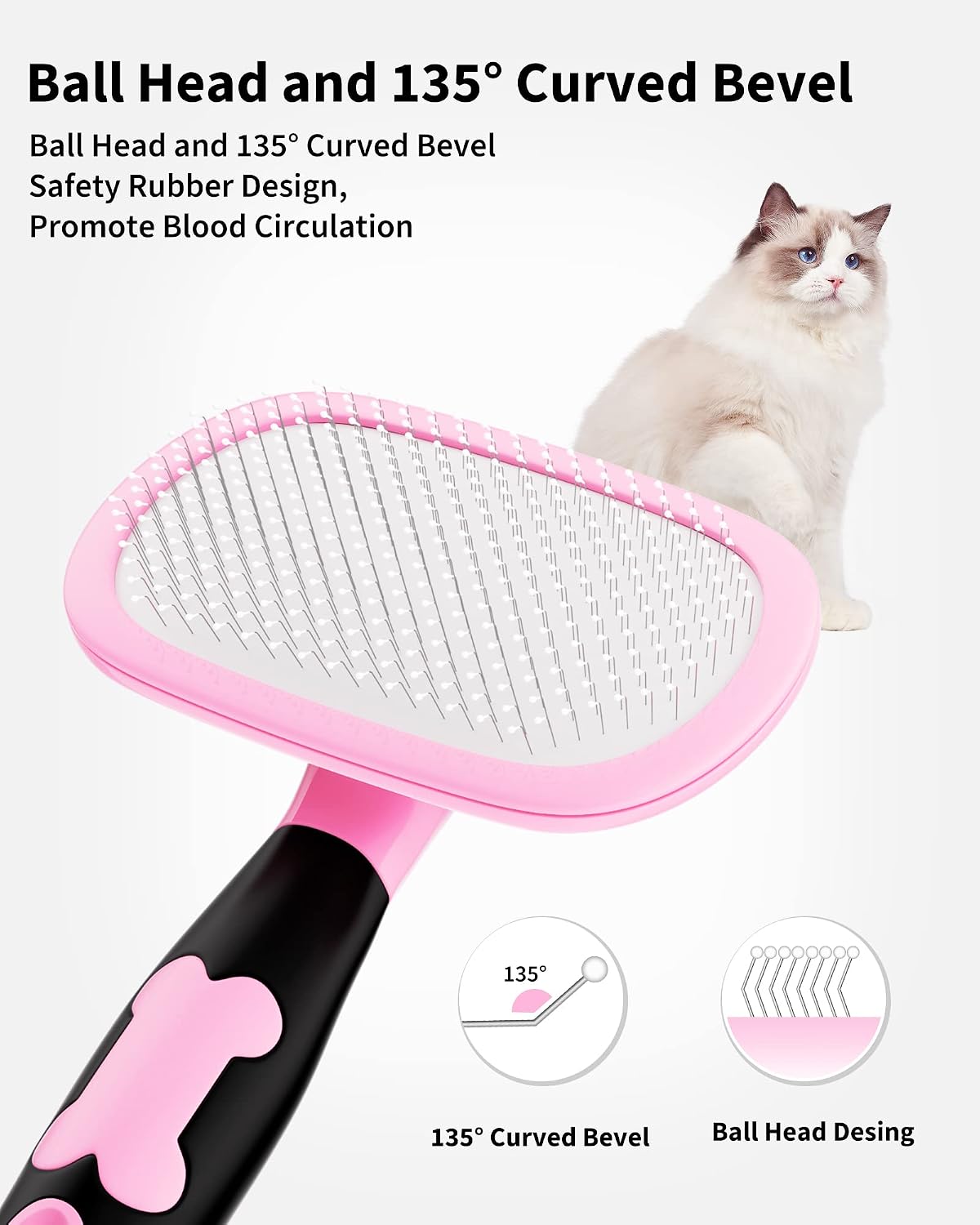 Pet Steam Brush for Dogs & Cats - Large / Pink - image 2