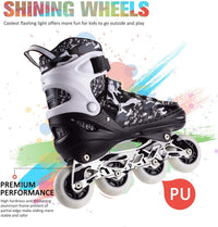 Kuxuan Boys Adjustable Inline Skates with Light up Wheels for Kids - Black Camo / Medium(Kids 13-3 US) - image 3