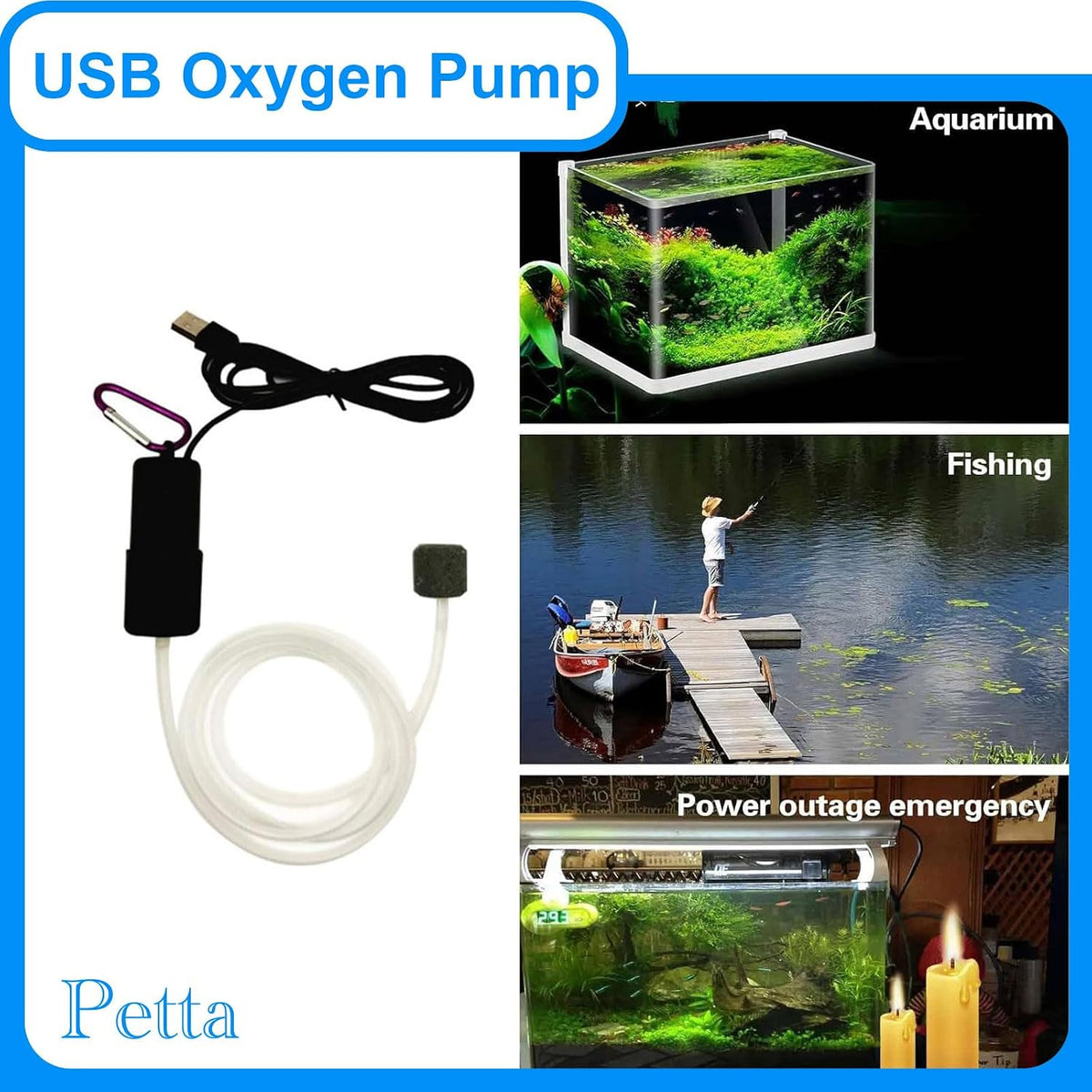 USB Oxygen Air Pump for Aquarium - Black2 - image 2