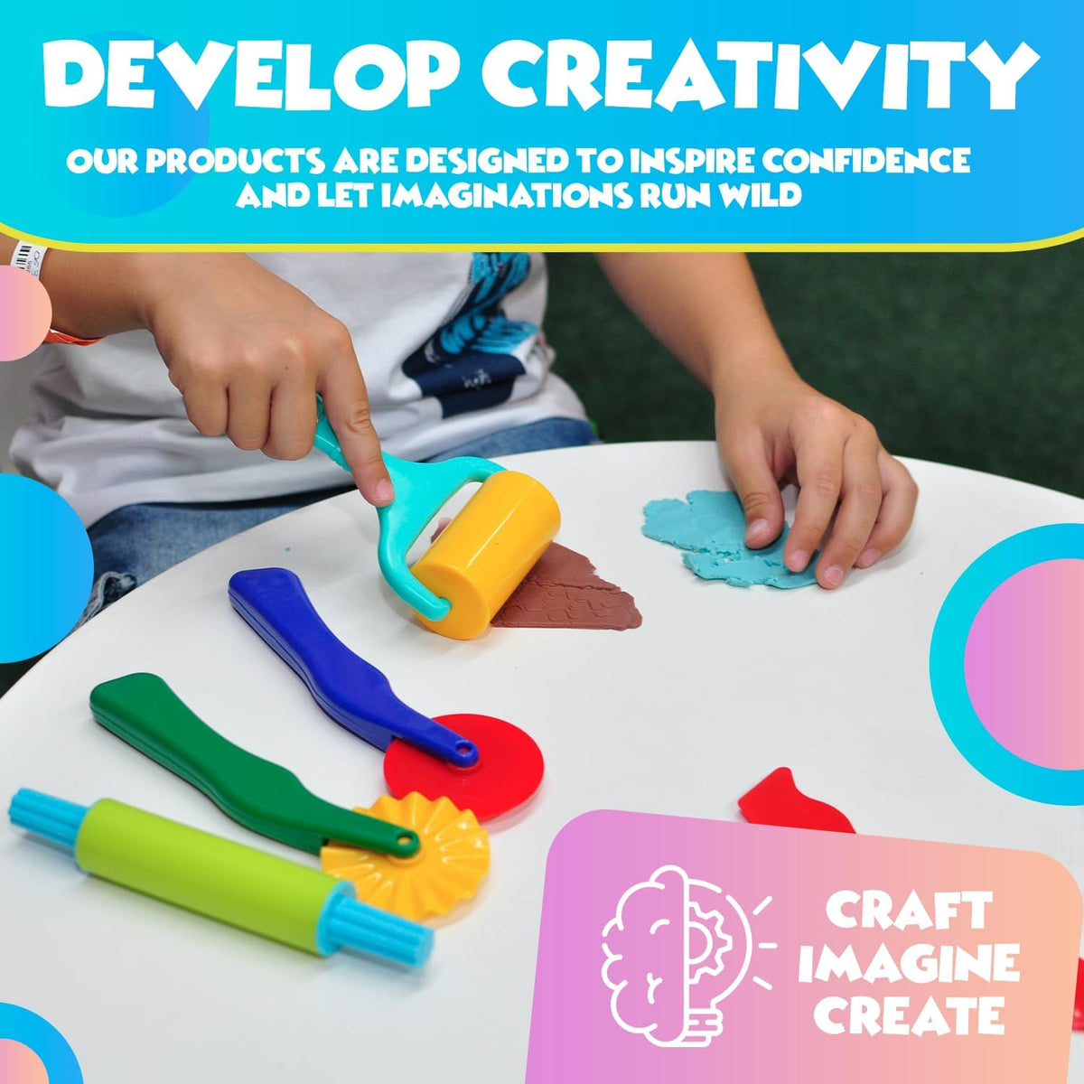 DIMROM Clay and Play Dough Tools Nine Piece Set, Ages 3 & Up - 9pcs - image 4