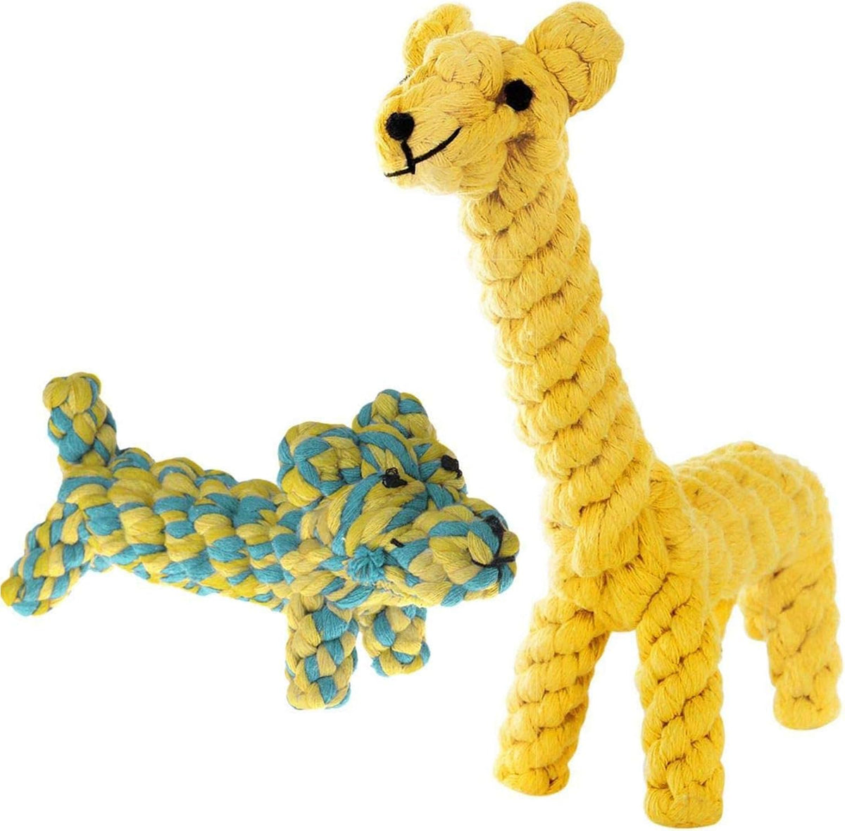 SunGrow Cotton Rope Dog Toys - 2 Pieces ( Giraffe, and Dog )