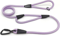 Rope Dog Leash with Two Handles, 6 Foot Heavy Duty Dog Leash with Aviation Aluminum Auto Locking Carabiner, Strong Nylon Pet Lead for Small, Medium, Large Dogs (Purple, 6FT-Two Handle)
