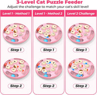 Cat Puzzle Feeder Toy, 3 in 1 Interactive Slow Feeder for Cats, Blue – Essentials for Cats - Pink - image 2