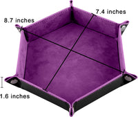 SIQUK 6 Pieces Dice Tray Hexagon Dice Rolling Holder Folding PU - Violet, Black, Cyan, Blue, Gray, Dark Green - image 2