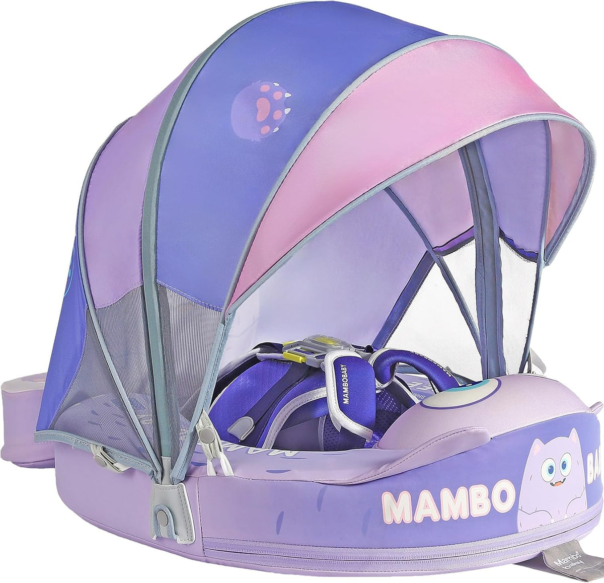 Mambobaby Float with Canopy Size Improved Non Inflatable Infant Baby - Monster Purple