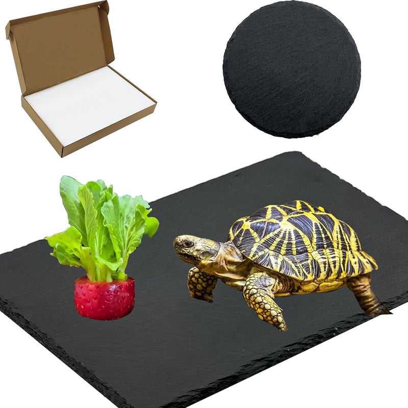 Reptile Basking Platform 6 × 6", Extra Large Reptile Slate - 11.8 × 6 IN + 4 IN