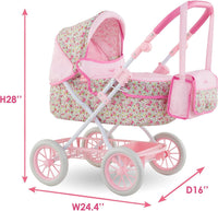 Corolle foldable pink baby doll stroller with carriage design, canopy and basket - view 3