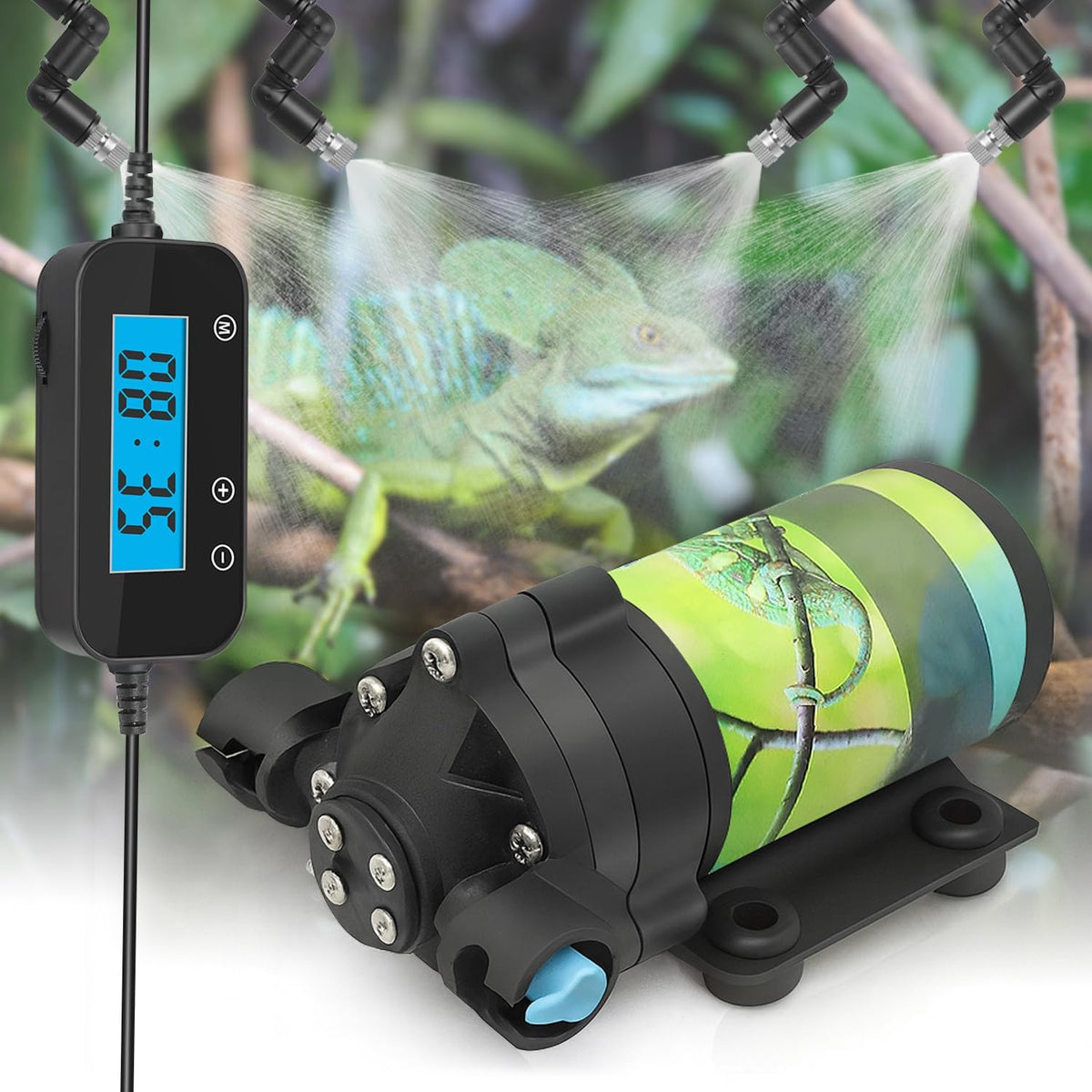 Reptile Misting System with Timer, 6 Nozzles, Self-Priming Pump - MINI with TIMER