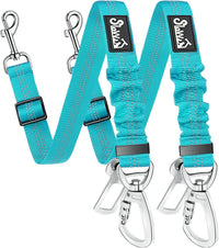 SlowTon Dog Seatbelt, 2 Pack Adjustable Heavy Duty Dog Safety Seat Belt – Essentials for Dogs - Light Blue / Seatbelt Clip + Carabiner