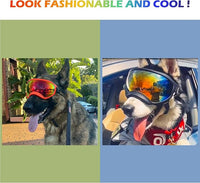 Winproof Large Dog Sunglasses with Adjustable Strap, UV Protection, Soft Goggles for Medium-Large Dogs