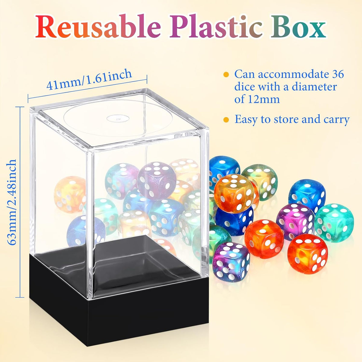 Foilswirl 144-piece 12mm mini dice set in brown, dark red, blue and gray with storage boxes - view 11