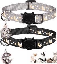 Baeuppit 2Pcs Breakaway Cats Collars Cat Collars for Boy & Girl Cats - 7.0-10.7'' / Black+Gray