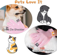 2 in 1 Pet Grooming Glove for Cats & Dogs, Efficient Deshedding Brush Pet Long Short Fur Removal Glove, Gentle Massaging Puppy Kitten Bathing Grooming Brush Tool, Easy Clean Floating Hair Mitt