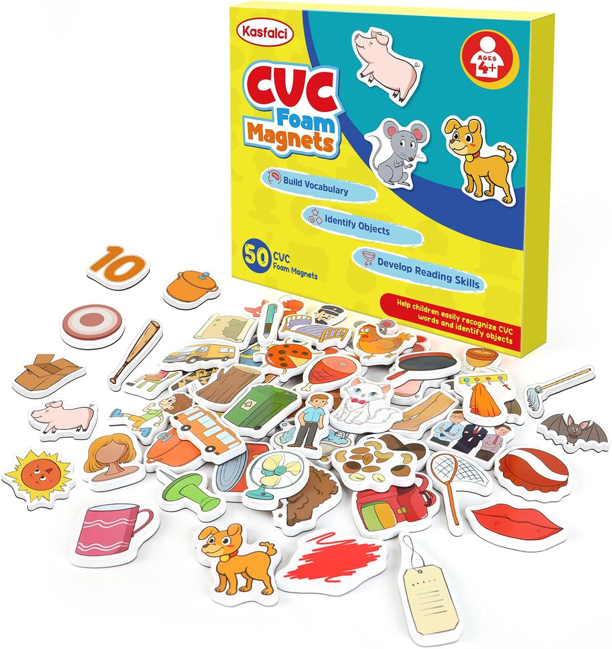 Kasfalci CVC Word Magnets for Toddlers 1-3 - CVC
