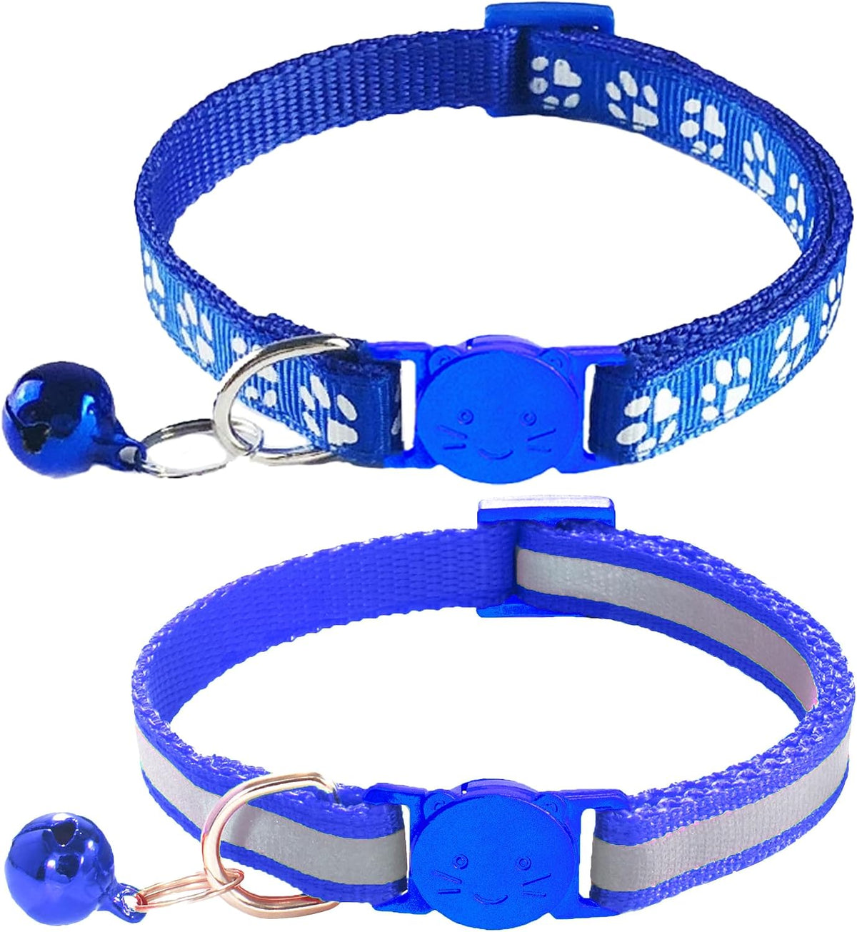2 Pack Breakaway Cat Collars with Bells - Navy Blue