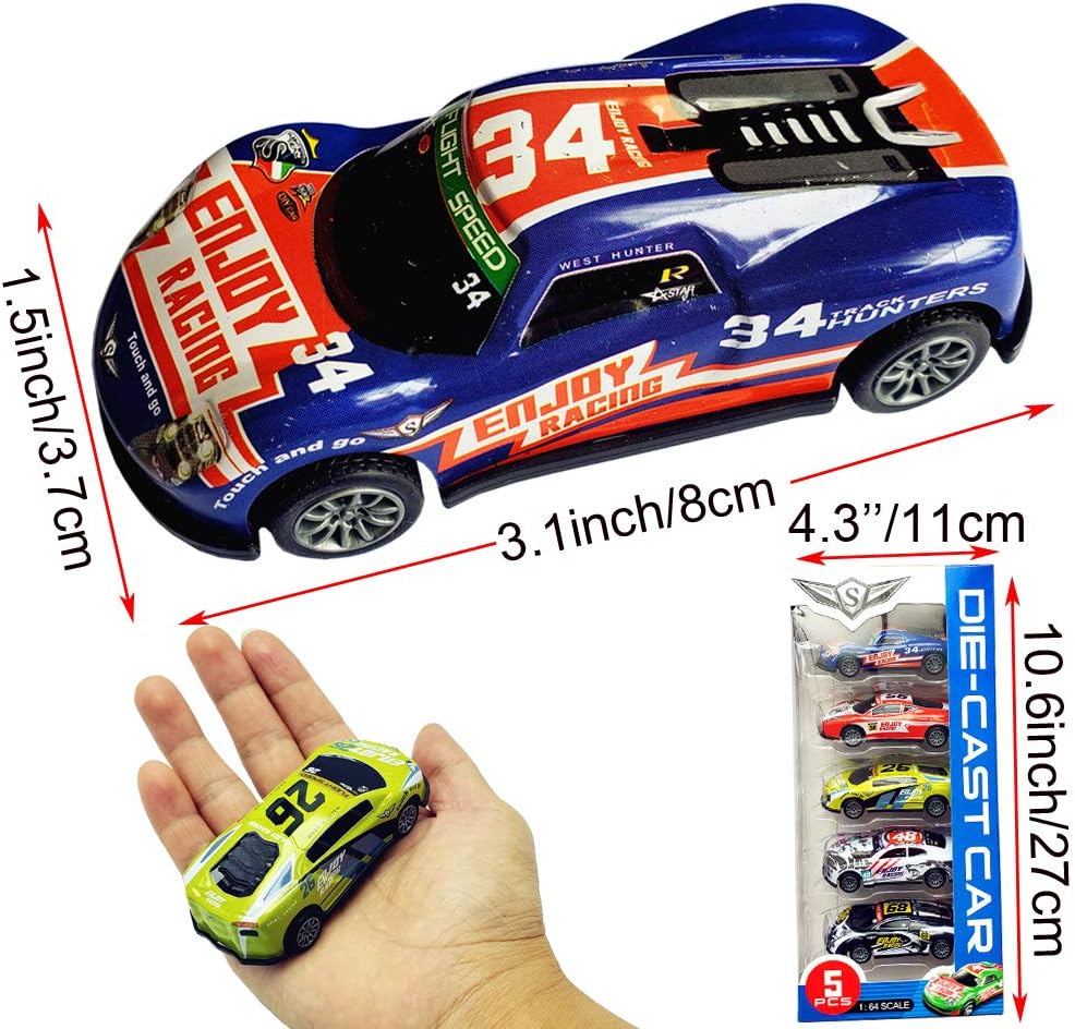 Himeeu pull back race cars set of 5, colorful 3 inch die cast metal toy cars - view 3