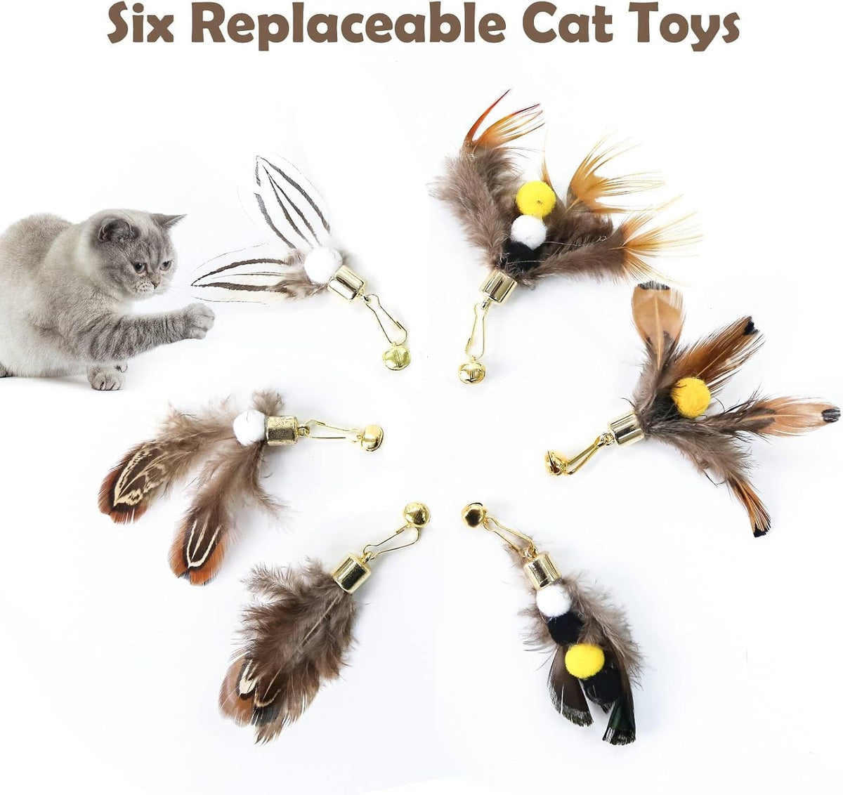 Cat Insect Feather Toys Replacement Cat Toy Wand Refills - Style 1 - image 3