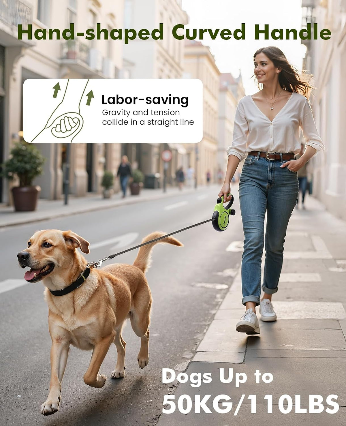 Pecute Heavy Duty Retractable Dog Leash 26ft for Large Dogs – Essentials for Dogs - Green / 26ft| up to 110 lbs - image 3