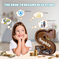 JOOMLAFLY Wooden Letter Piggy Bank for Kids 9"Clear Coin Bank - S / Initial-12" - image 4