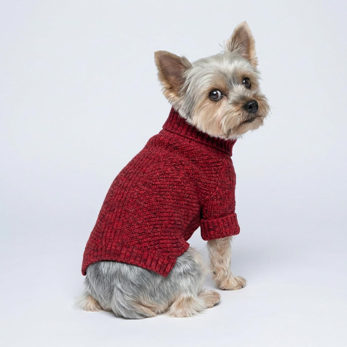 Fitwarm Thermal Knitted Dog Sweater Doggy Winter Coat Pet Clothes - Medium / Burgundy Red - image 2