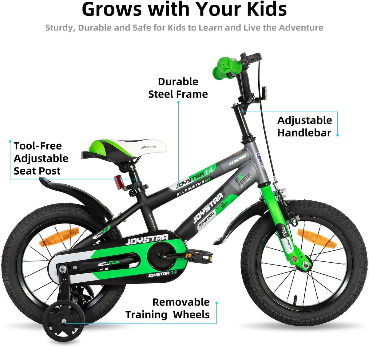 JOYSTAR New Berry Kids Bike for Boys and Girls Ages 3-10Y – Fun for Kids & Family - Green / 12 Inch Wheels - image 2