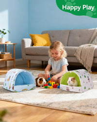 2 Pack Hamster Hideout Bed - Beige+Blue / 9.4*9.4in - image 3