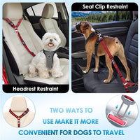 Lukovee Dog Seat Belt, 3-in-1 Headrest & Seatbelt Clip & Latch, 2 Pack – Essentials for Dogs - Red / A- Headrest with Clip + 2 in 1 Seat Belt - image 3