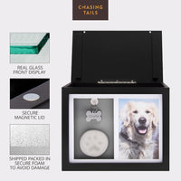Large Dog Urn for Ashes, Pet Memorial Keepsake Photo Box - Black - image 3