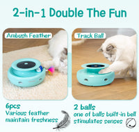 ORSDA 2in1 Interactive Toys for Indoor Cats, Timer Auto On/Off - Robin Egg Blue - image 2