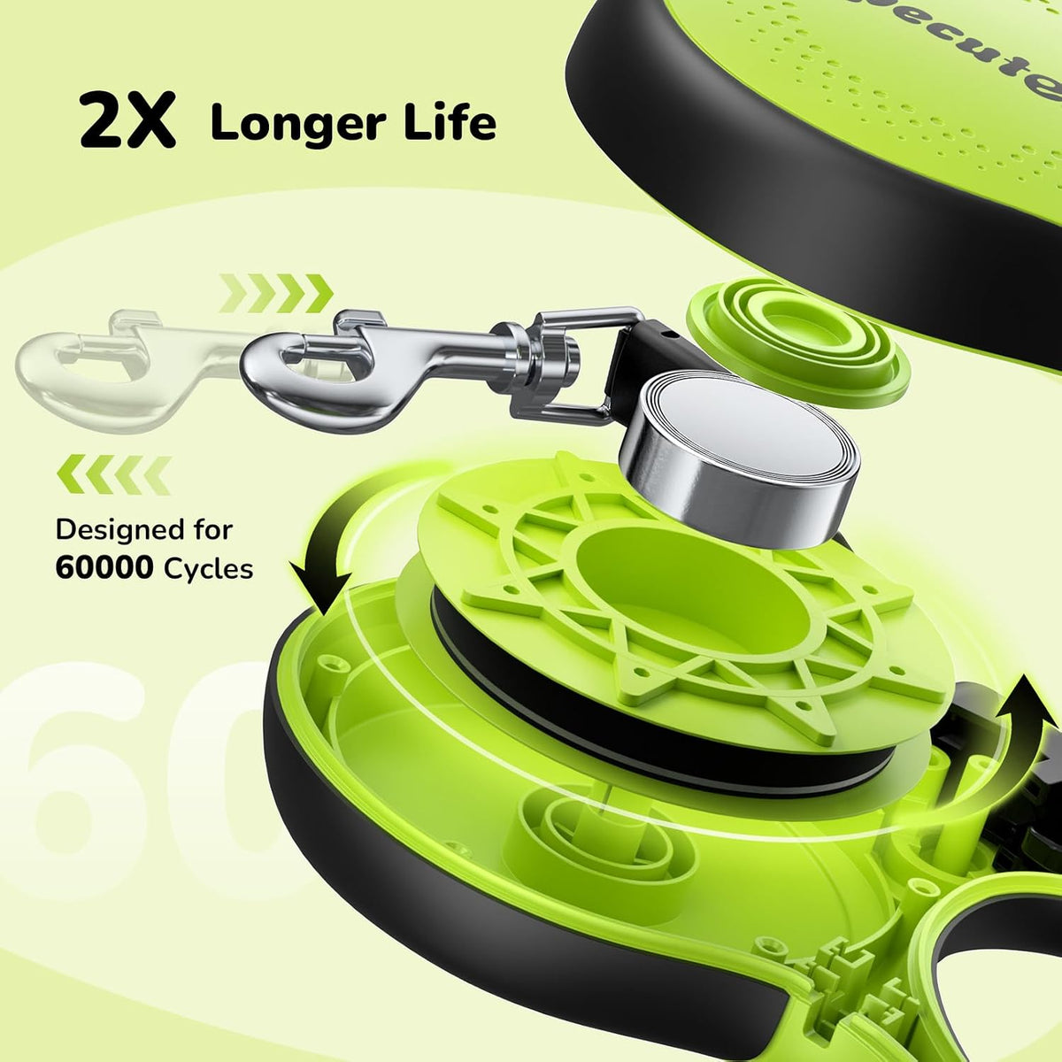 Retractable Dog Leash with Chew Proof Extender, 18 - Green (chew proof) / 16ft | 66 lbs max - image 4
