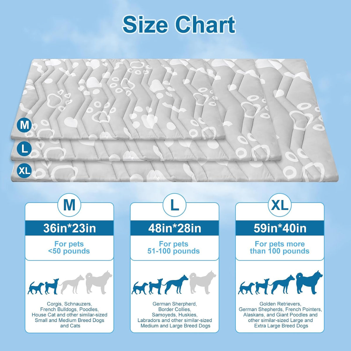 BEAUTYZOO Cooling Mat for Large Dogs, Self-Cooling - Grey / 48.0"L x 28.0"W x 1.0"Th(L) - image 4