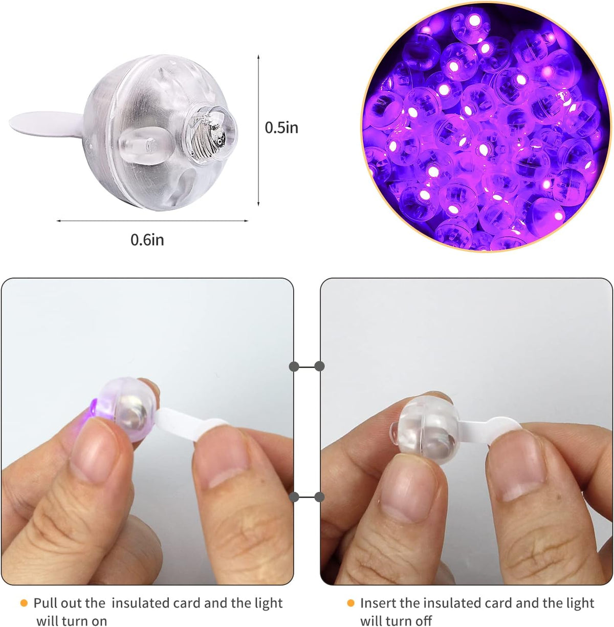50pcs White LED Balloon Lights - 50PCS / Purple - image 3
