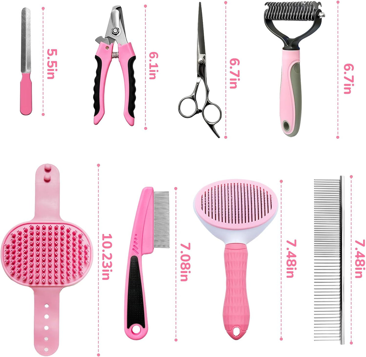 Dog Grooming Kit for Shedding, Bath Gloves - 9 PACK / Pink - image 2