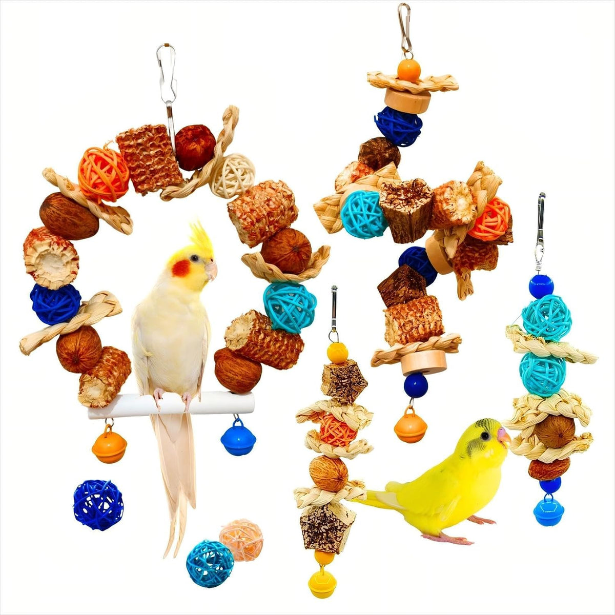 Parakeet Parrot Swing Toys, Bird Cage Hanging Chewing Toys