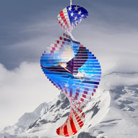 Aoedelyart 3D American flag eagle wind spinner in red, white and blue stainless steel - view 2