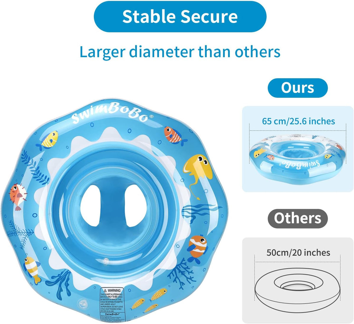 Inflatable Baby Swimming Float with Safety Seat Fun Swimming Pool - Blue Oecan - image 2