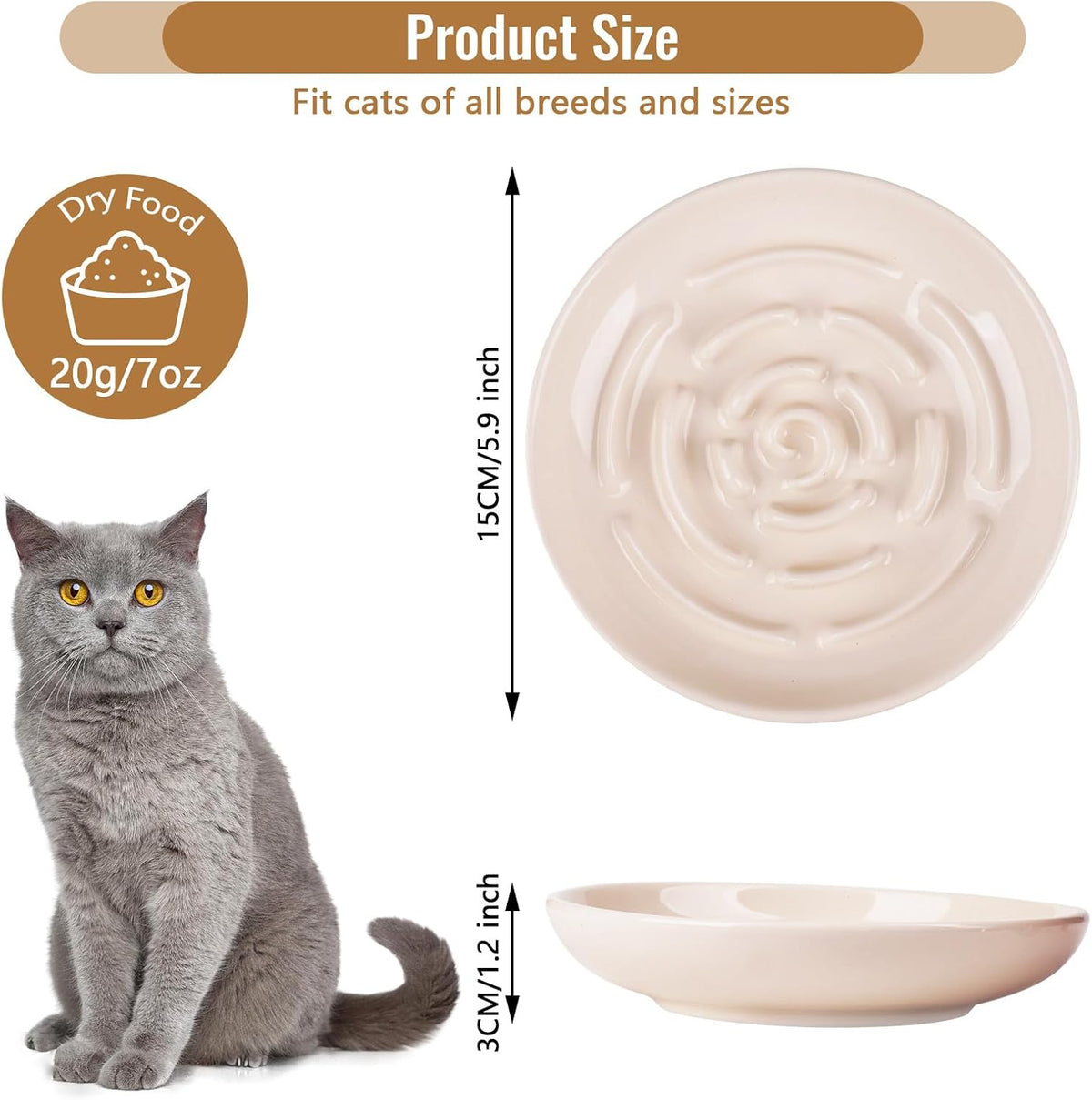 Elevated Slow Feeder Cat Bowls - apricot / 2 pack slow feeder - image 2