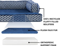 Furhaven Orthopedic Dog Bed for Large Dogs w/ Removable Bolsters - Diamond Blue (Plush & Woven Décor) / Jumbo Plus - image 4