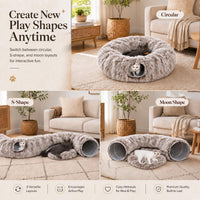 Warm Fluffy Plush Cat Dog Tunnel Bed Under Christmas Tree Big Tube - Brown - image 3