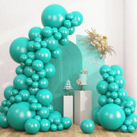 RUBFAC White Balloons Different Sizes 135pcs for Birthday Arch – Fun for Kids & Family - Teal Blue