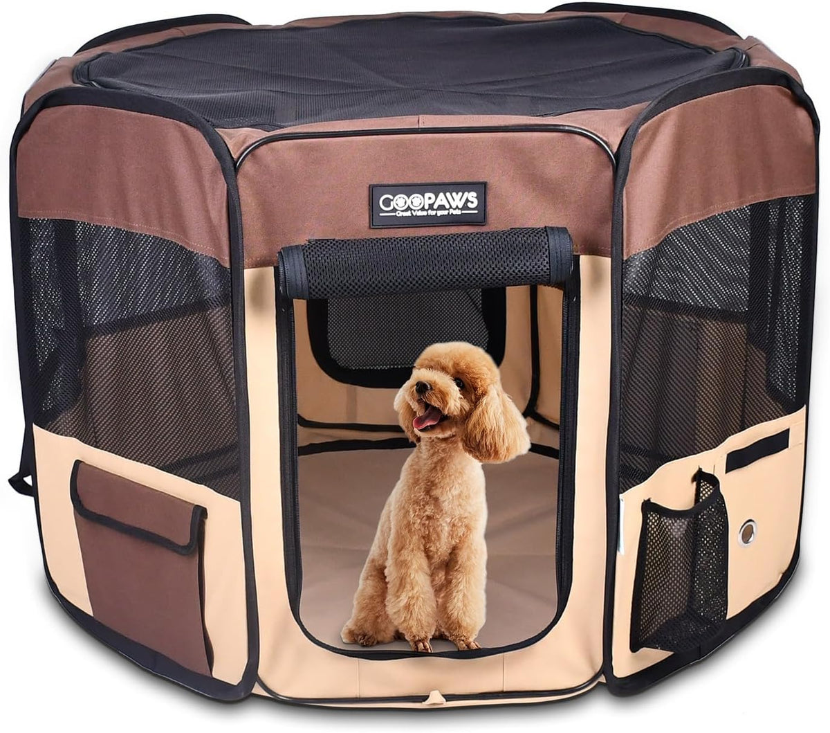 JESPET 61" Pet Dog Playpens - Brown / 36x36x24 Inch (Pack of 1)