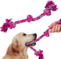 SunGrow Pink Dog Rope Toys, Twisted Triple Knotted Rope Bone - image 2
