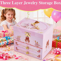 TAOPU ballerina musical jewelry box for girls with spinning dancer and two drawers - view 4